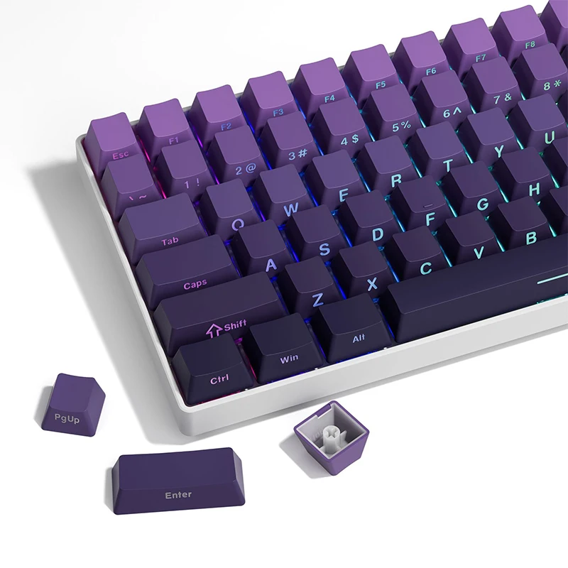 136 Key PBT Double Shot Side Print Shine Through Backlit OEM Profile Keycaps For MX Mechanical Keyboard