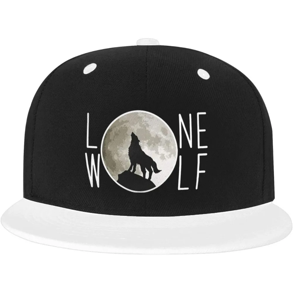 Lone Wolf Moon Baseball Cap Classic Snapback Hat Cap Hip Hop Style Flat Bill Adjustable