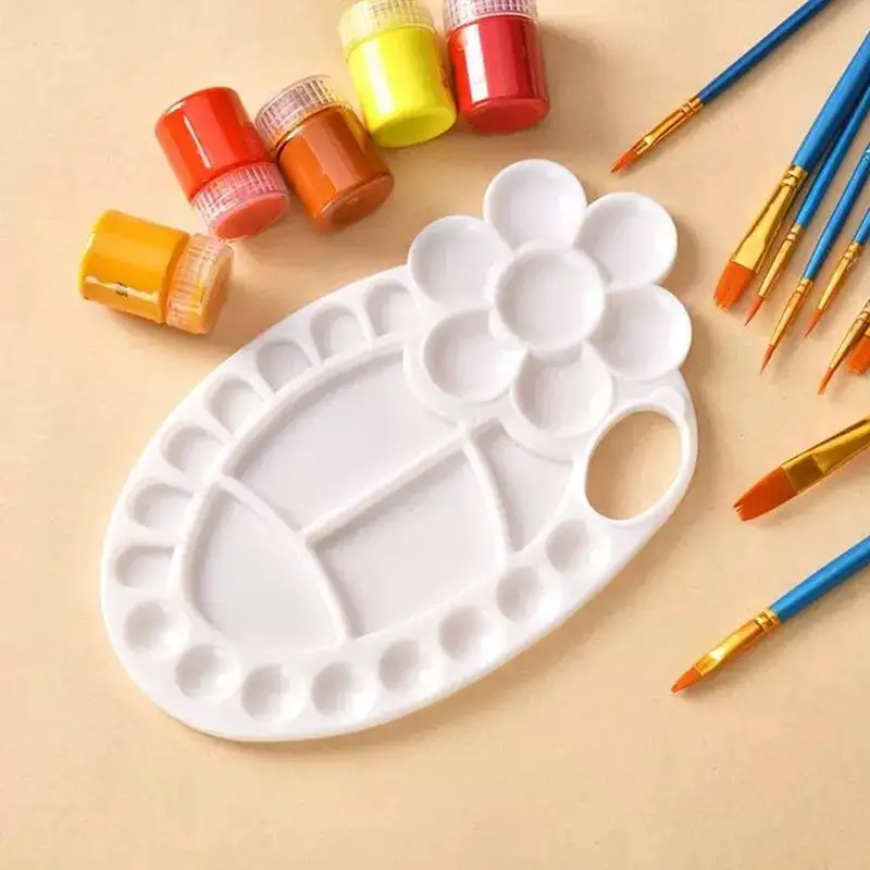 Clover Shaped Paint Mixing Palette Multi Grid Art Drawing Palette Artist Painting Supplies