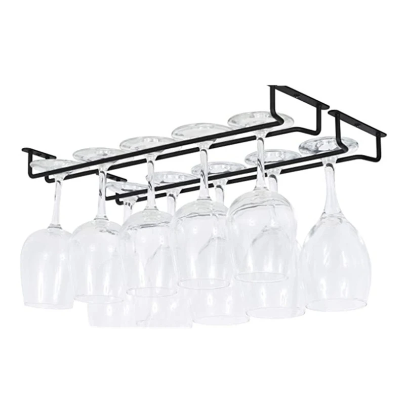 G92C Black Wine Class Glass debajo del gabinete Rack Rack Suppiladel