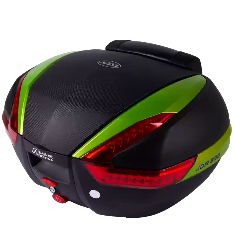 Universal Motorcycle Top Box, Waterproof Quick Release Motorbike Tail Trunk with LED Light & Soft Backrest