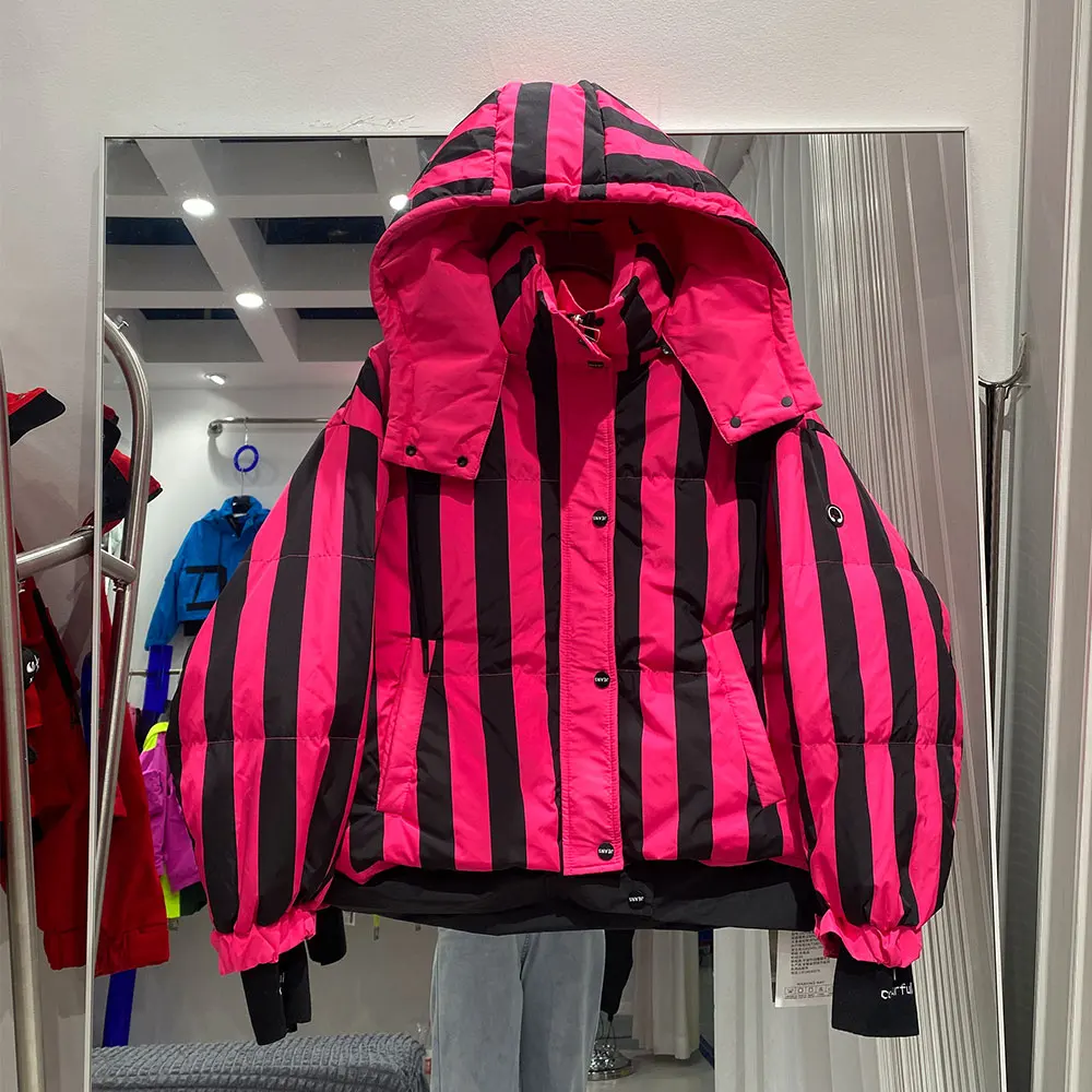 ผู้หญิง Parka ใหม่แฟชั่นลายลงเสื้อฤดูหนาวสุภาพสตรีเสื้อแจ็คเก็ตแขนยาวลําลองลงเสื้อเสื้อผ้า 2025