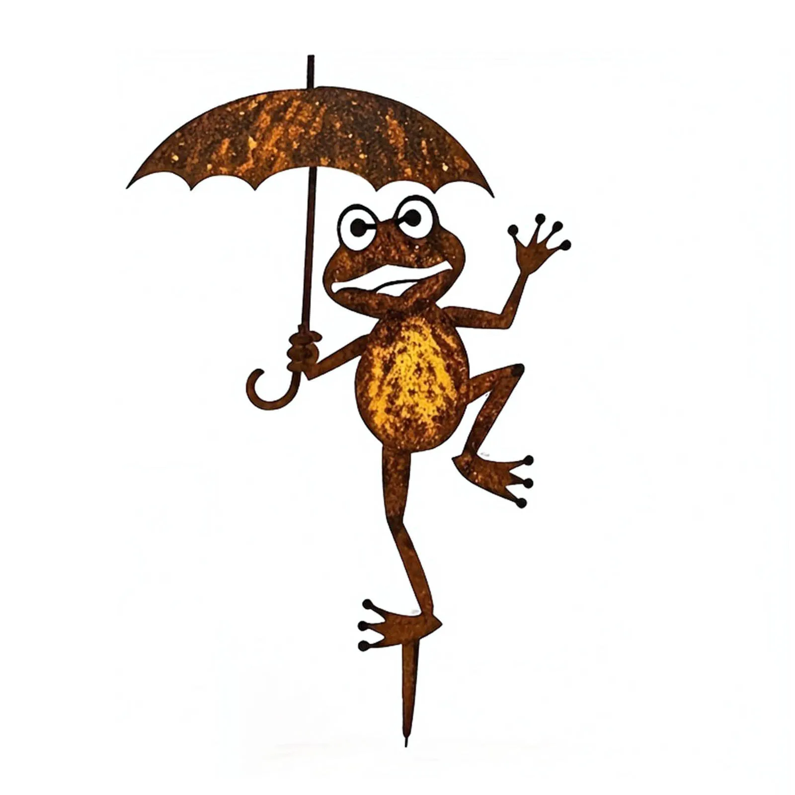 Rusty Metal Frog Garden Stakes Weather- Classic Simple Iron Outdoor Decor Rustic Yard Stake for Lawn&Flower Beds&Patio