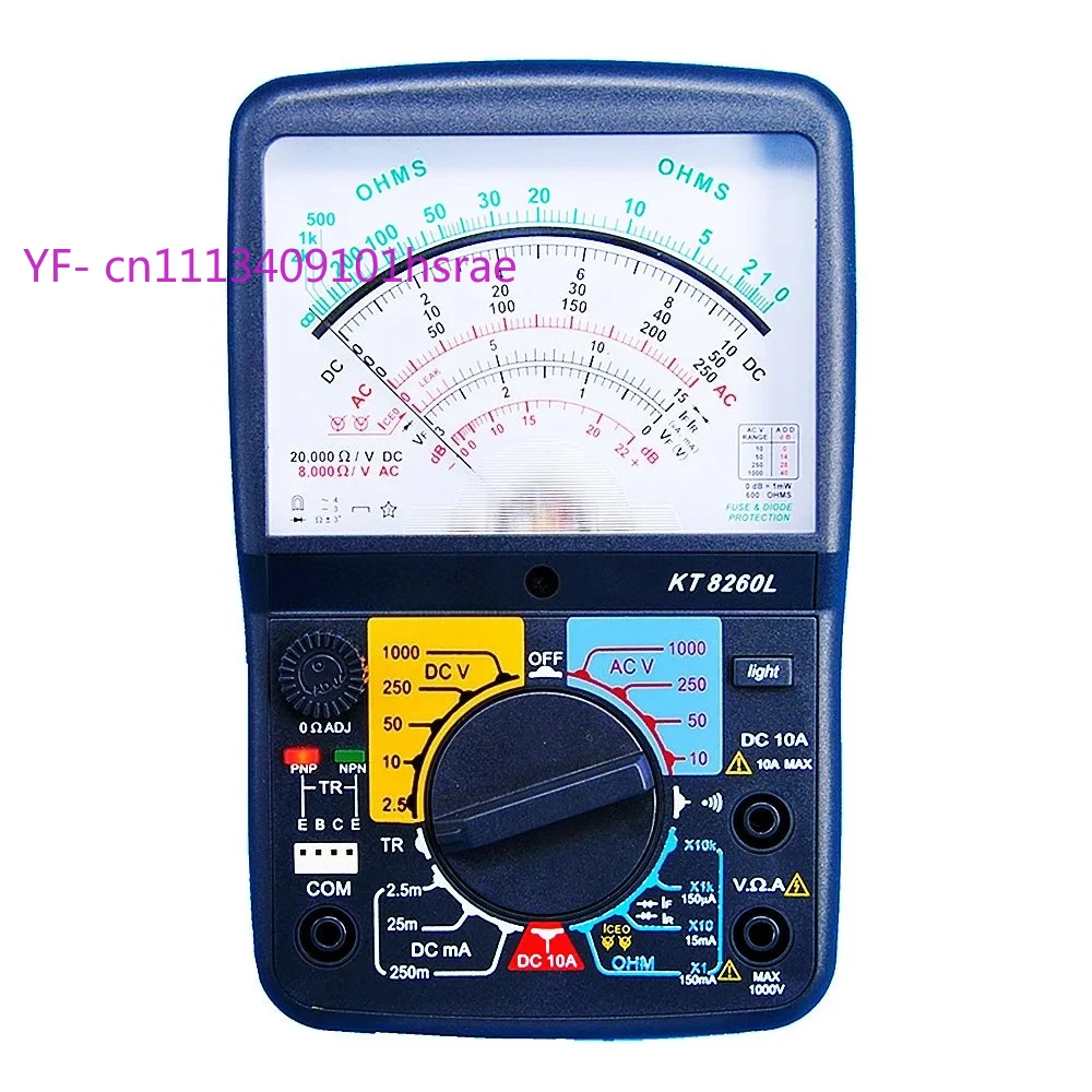 KT8260L High Precision Analog Multimeter Pointer Display AC DC 1000V 10A 20MΩ Handheld Resistance Tester With Backlight