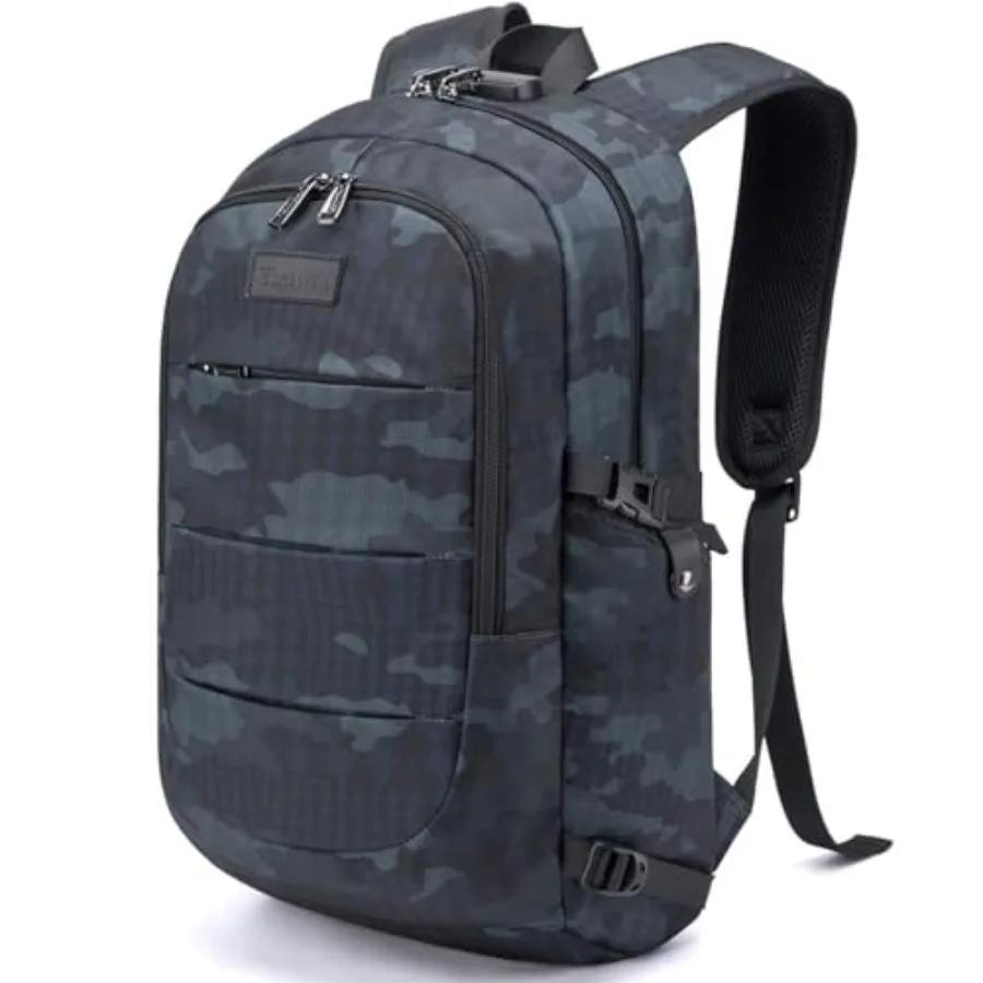 Travel Laptop Backpack Water Resistant Anti-Theft Bag with Giant Tumbler Holder Pocket and Lock 15.6 Inch Computer Business Bac