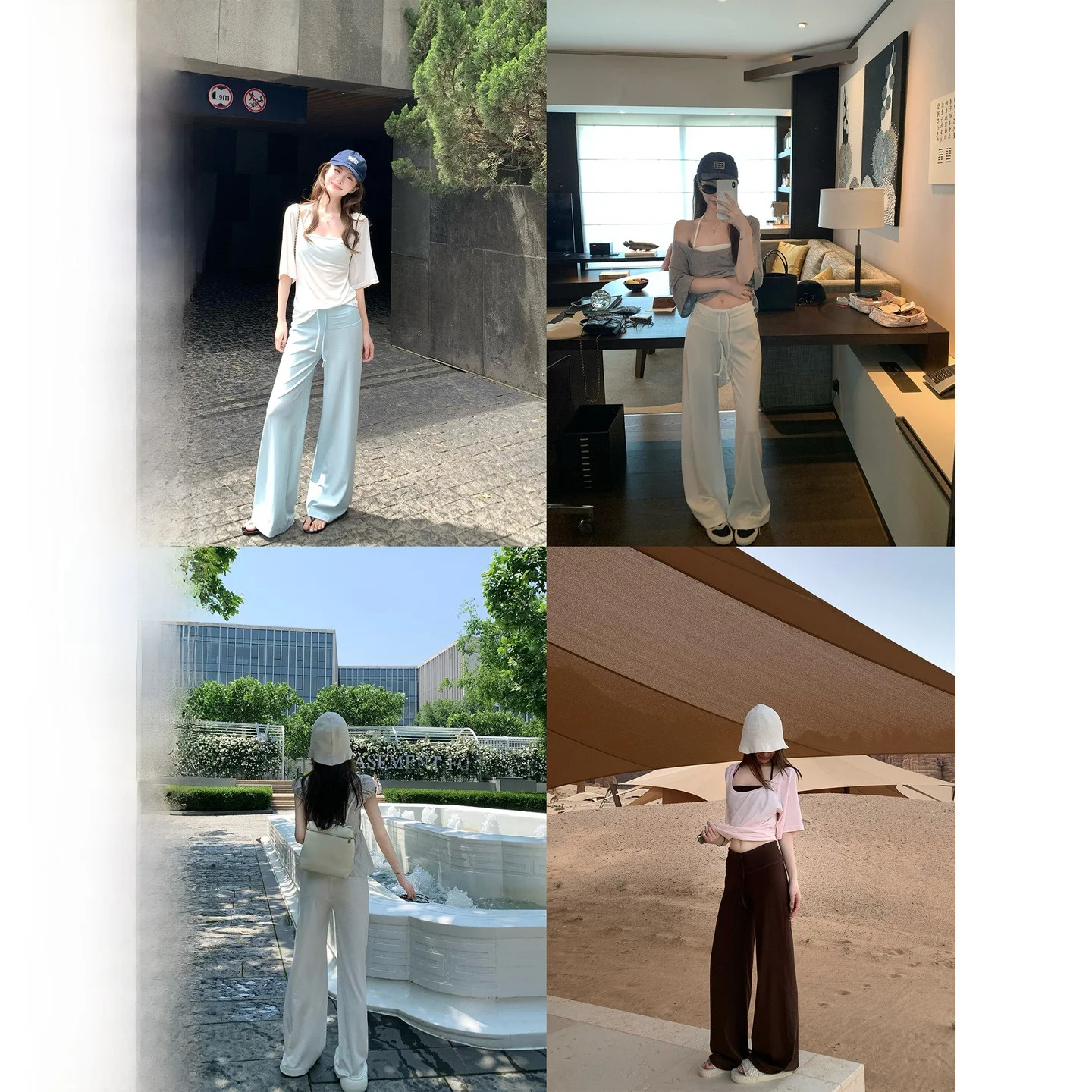 

YUYUREAL Soft Series Прямые вязаные брюки-кюлоты с широкими штанинами, струящиеся, состаренного коричневого цвета, универсальные, удобные, со средней/высокой талией