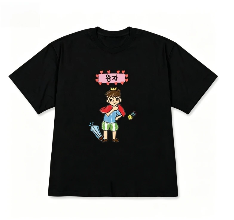 Lässige Kurzarm-T-Shirts für Paare, passende Prinzessinnen- und Prinzen-Grafik-Tops, modische, vielseitige Paar-T-Shirts mit Rundhalsausschnitt – Detail 4