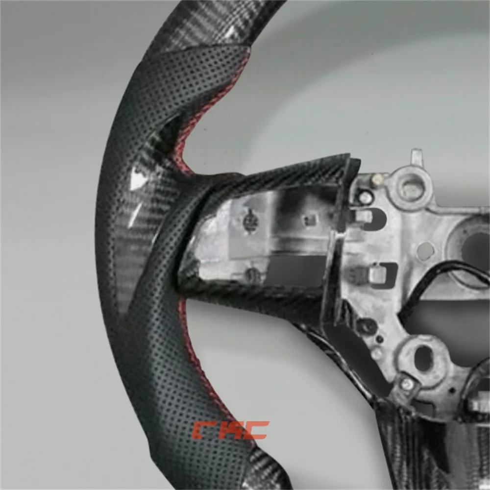 

For 2018 2019 2020 2021 2022 2023 Kia Carbon Fiber black Leather Red stitching Steering Wheel