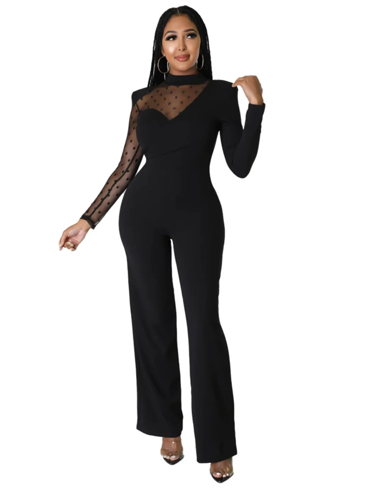 จั๊มสูทลำลองผู้หญิงแบบแพทช์เวิร์ค กางเกงขายาวทรงตรงเอวสูง ดีไซน์เรียบง่าย สไตล์สตรีท เหมาะสำหรับฤดูใบไม้ร่วง