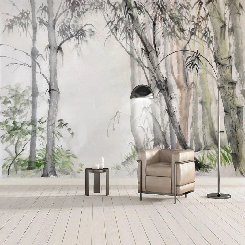 Customized Wallpaper Chinese Hand-painted Bamboo Leaves Bedroom Mural Living room sofa TV background wall restaurant study Hotel