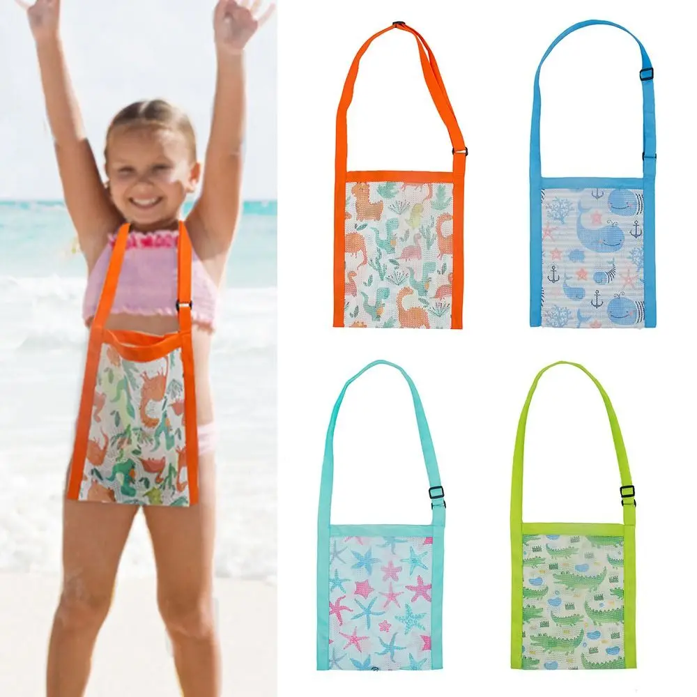 

Cartoon Pattern Beach Toy Mesh Bag Creative Multicolor Sand Toy Messenger Net Bag Cute Travel Beach Seashell Pocket Girls