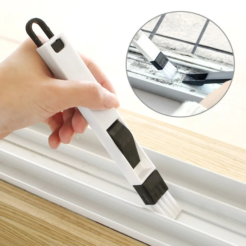 2pcs Multi-purpose Door Window Groove Cleaning Brush With Dustpan For Kitchen And Bathroom, Gap Brush,Desktop Cleaning Sweep Cor
