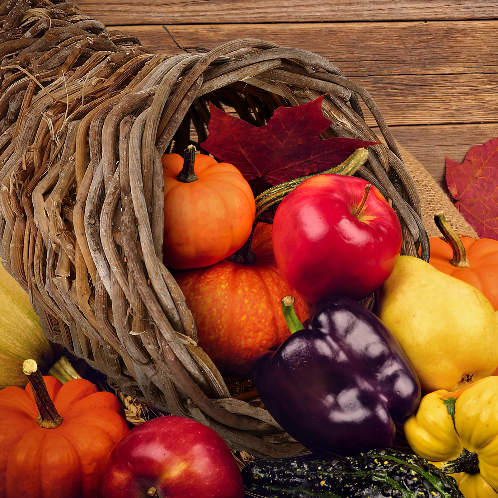 

Rattan Woven Basket Cornucopia Kitchen Tabletop Bread Fruits Food Storage Handmade Natural Home Decor Gift Practical