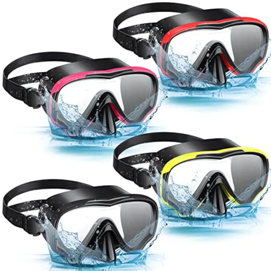 

4 Pcs Snorkeling Goggles for Adults Scuba Diving Mask Anti Fog Dive Mask Snorkeling Gear for Men Women Panoramic Swimming Goggl
