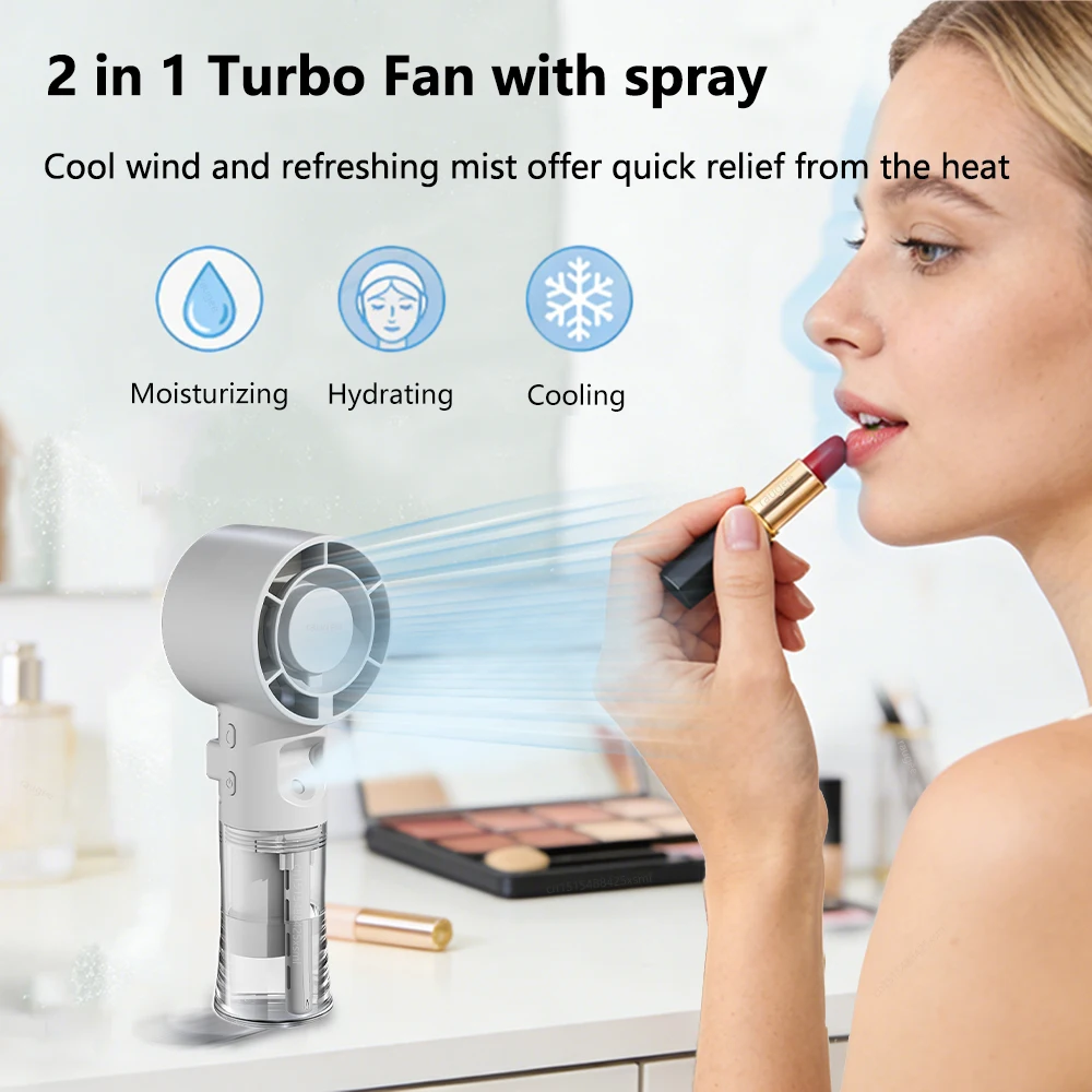 Portable Humidifier Fan Mini Handheld Spray Fan USB Rechargeable Water Mist Fan Outdoor Portable Mini Personal Hand Small Fan