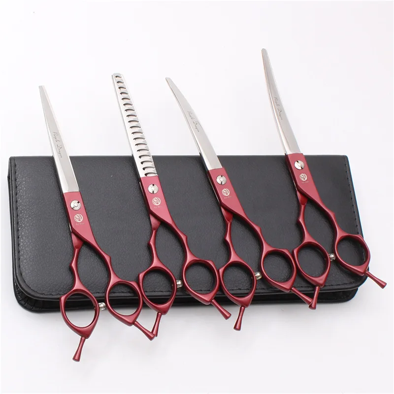 

Purple Dragon 7.0 inch JP440C Professional Pet Dog Grooming Scissors Hair Cutting Straight Curved Thinning Scissors