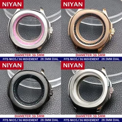 39.5mm watch men's steel case have inner ring FIT NH35 NH36 movement Watch Parts For Sapphire Glass Wristwatches Watch Box