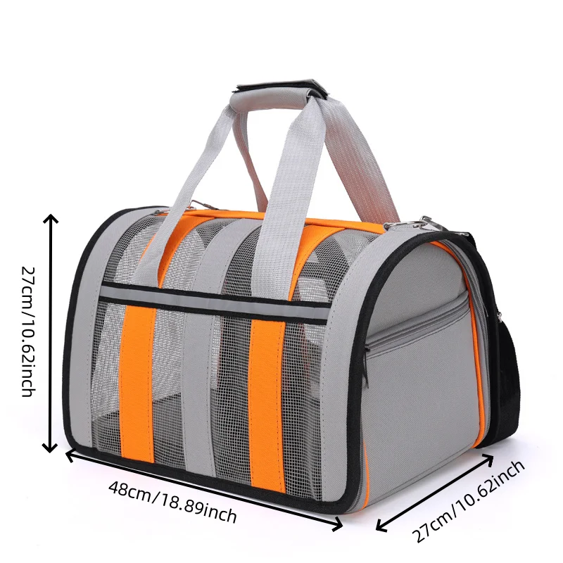 Orange Big Capacity Pet Handbag Two Sided Circulation Breathable Cat Shoulder Bag Portable Pet Outdoor Travel Cat Carrier Bag