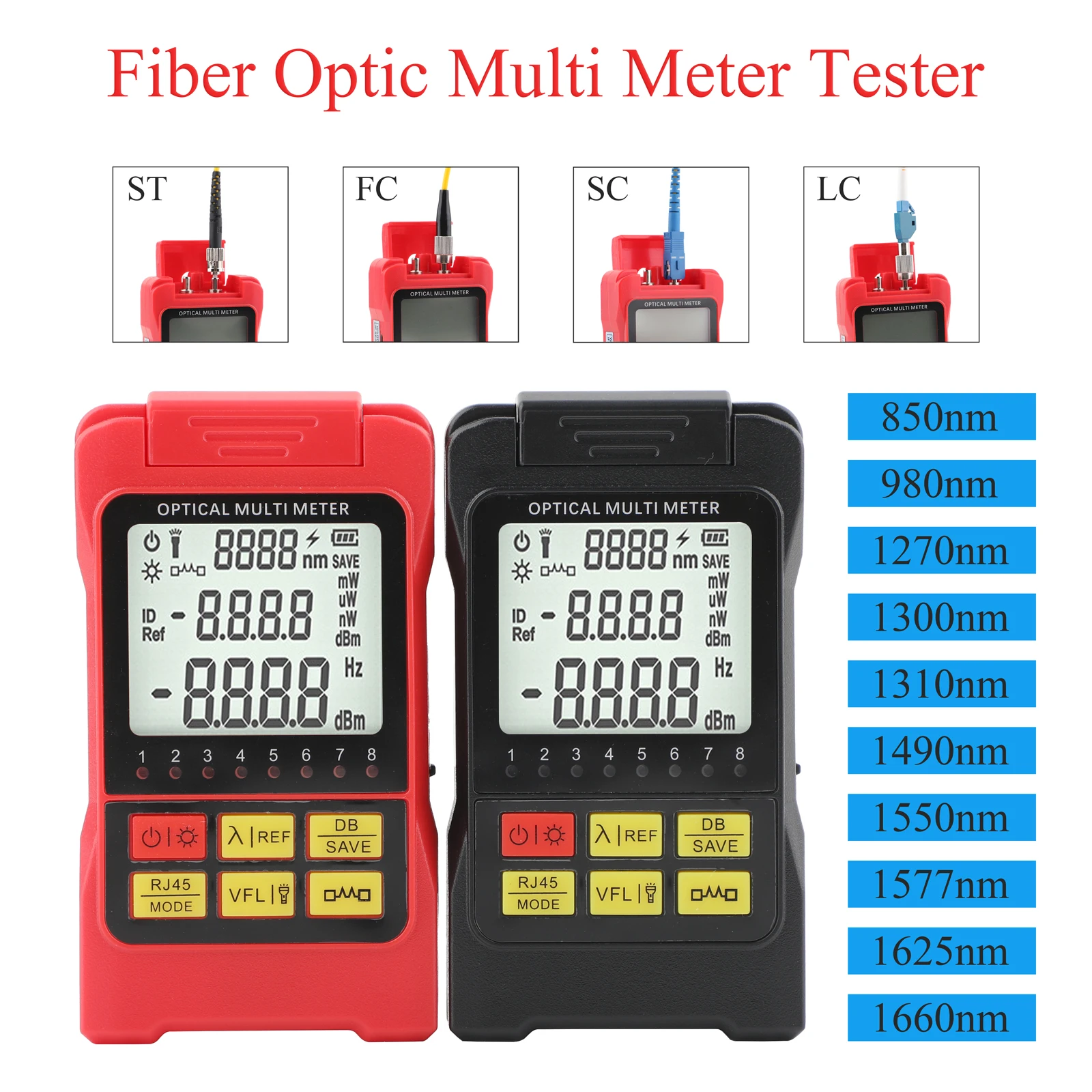 

Black All-in-One Mini Optical Power Meter 15-100km Red Light Source FC/SC/ST Connector for Network and Optical Attenuation Test