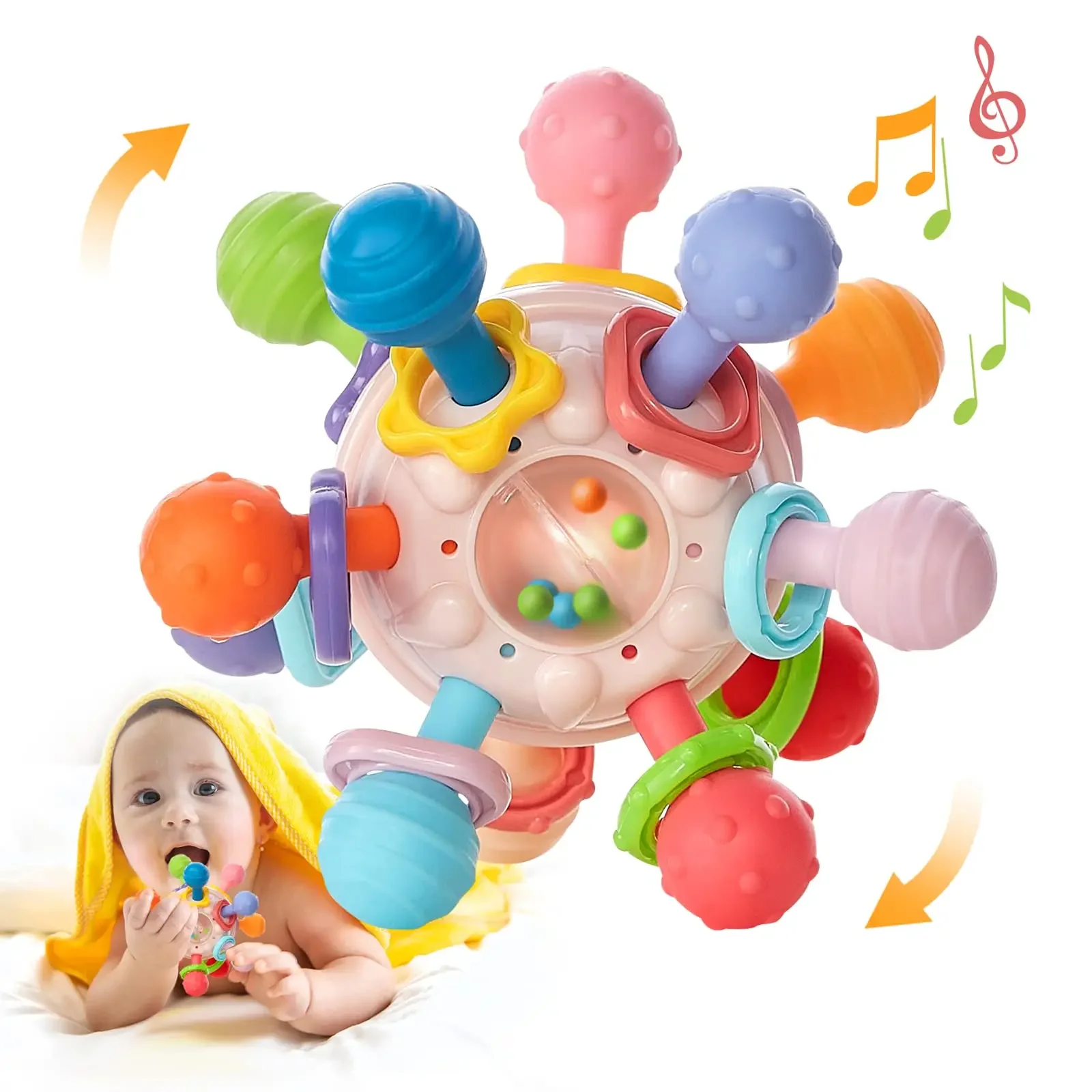 

Montessori Teething Toys For Children Sensory Chew Teething Ball Rattle Grasping Activities Girls Boys Gifts