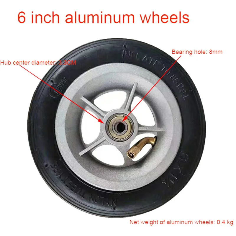 Newest 6x1 1/4 Wheel Inner Tube Outer Tyre for 6*1  Inflation Tire  chair Gas Mini Electric Scooter Accessory