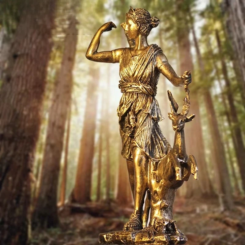 Vintage Resin Goddess Of Hunting Diana Sculpture Figurines Crafts Creative Home Decorations Greek Figures Ornaments