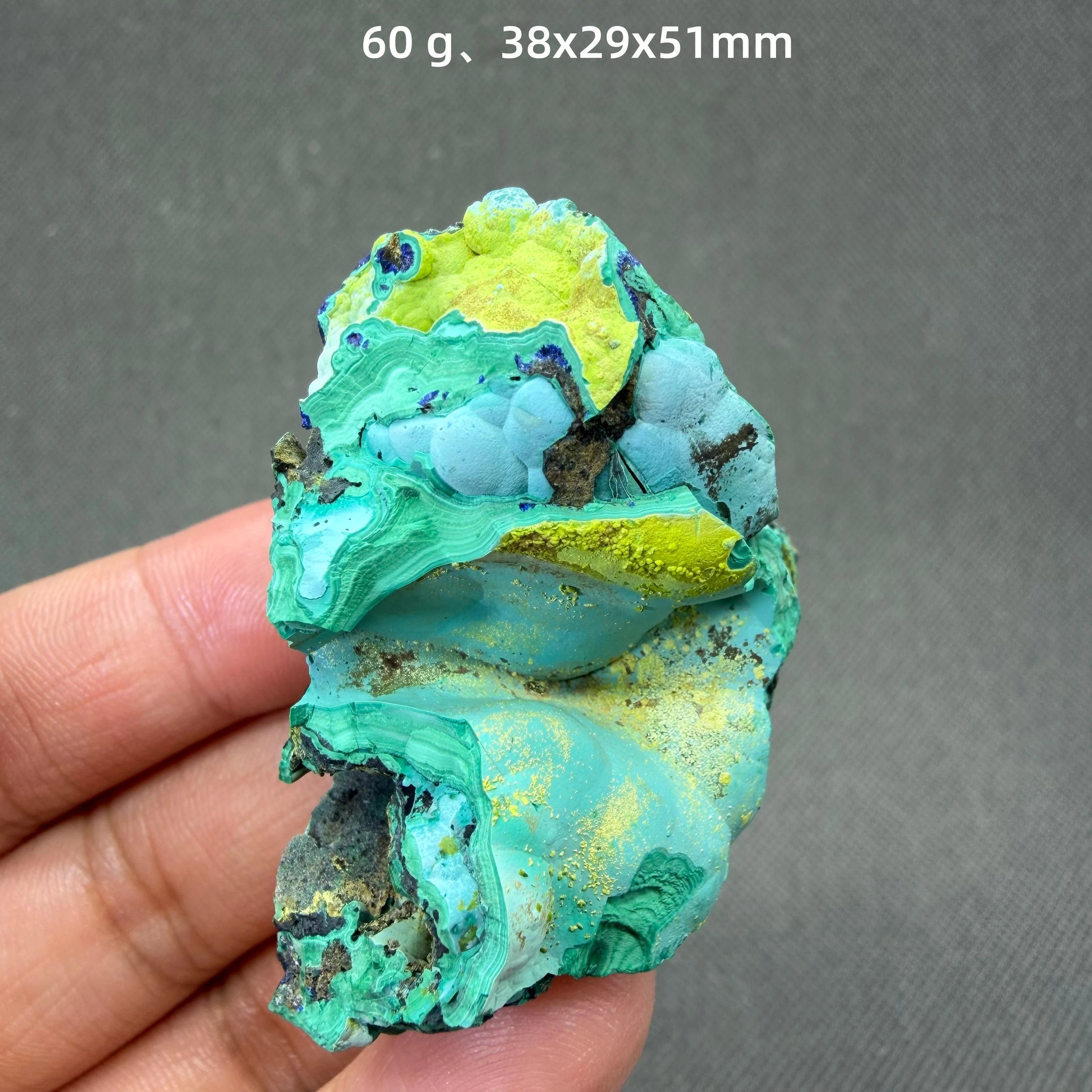 Rare Volborthite with Malachite Mineral Specimen, Natural Symbiotic Copper Minerals Crystal Cluster for Collection