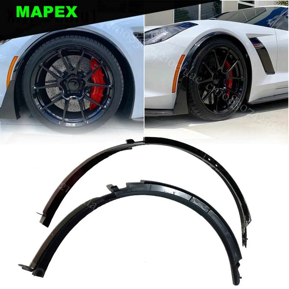 1 Pair Glossy Black Front Wheel Trim Fender Flares For Corvette C7 Z06 2014-2019