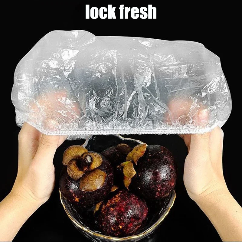 Disposable Plastic Bag Food Cover Wrap Elastic Food Bags Bowl Dish Cover Fresh Keeping Bag Leakproof Containers Food Storage