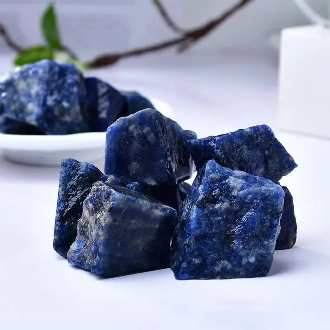 1/3/5/8oz Natural Blue Vein Rough Stones: Dark Blue Sodalite, Ideal for Home Decoration and Jewelry Making - Solid Form
