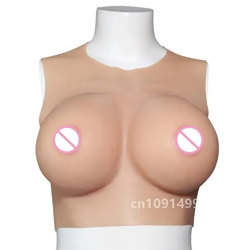 Fake Chest False Silicone Breast Enlargement Artificial Big Tits Round Neck B/C/E/F Cup Boobs Forms Crossdresser Sexy Toys Women