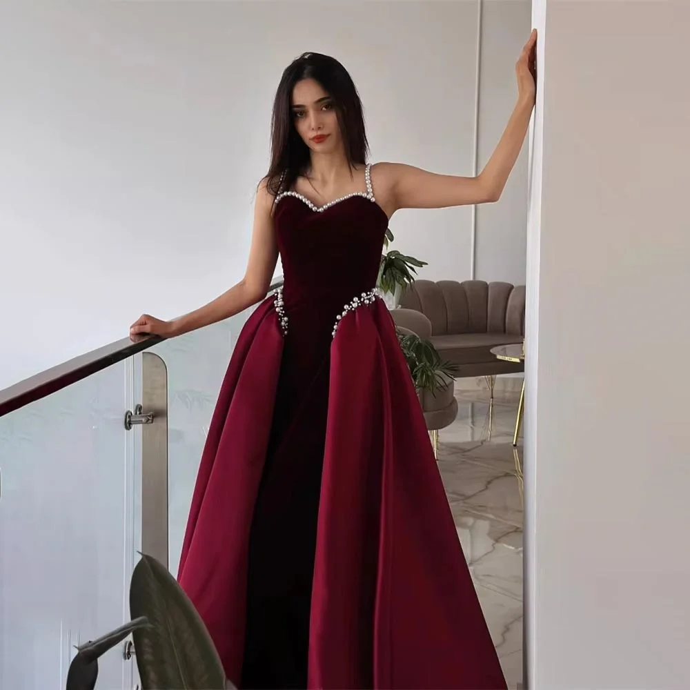 

Customized Exquisite Sleeveless Beading Evening Dress Charming Ruched Prom Dress Elegant Sweetheart Party Gown فساتين سهرة