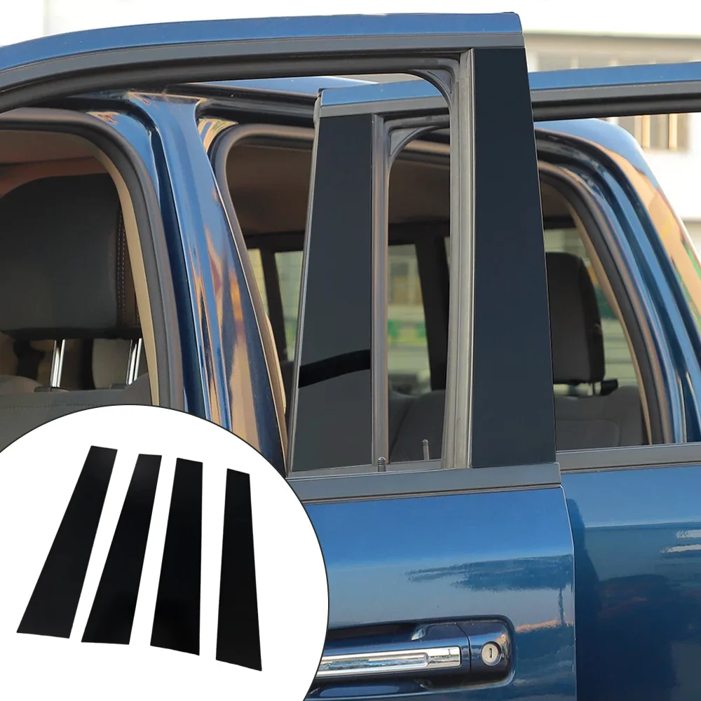 4PCS Window Pillar Posts Sticker Trim for Dodge Ram 1500 2500 3500 2019-2023 Quad Extended Cab B-Pillar Cover Gloss Black Carbon