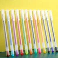 12 Colors/Set Simple Colored Ink Gel Pen Multicolor Ballpoint Pen 0.5mm Student Drawing Writing Neutral Stationery Supplies