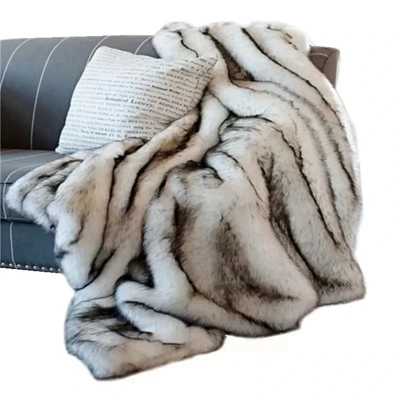 Faux Fur Throw Blankets Soft Warm Fluffy Imitated Fox Fur Winter PV Plush Plaid Home Decoration Sofa Bed Shaggy Blankets