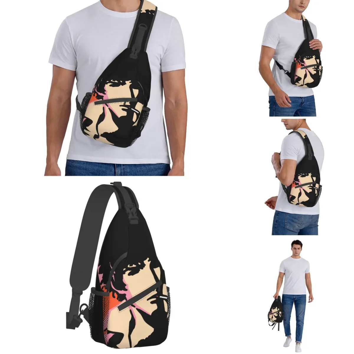 Cowboy Bebop Spike Spiegel mochila cruzada, bolso de pecho de moda, mochila de hombro de Anime, mochila de día para senderismo, paquete de viaje al aire libre