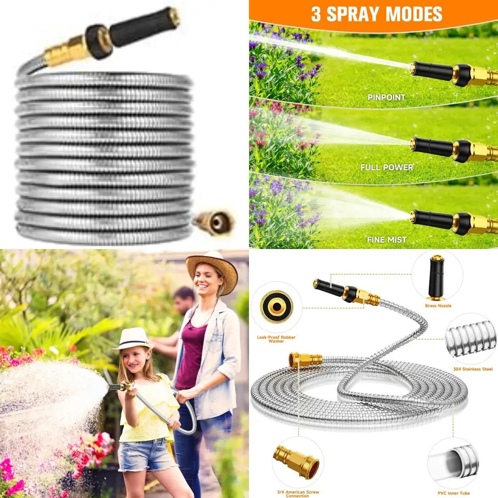 

Expandable Stainless Steel Garden Hose - 150 Feet Long, Kink-Free, Flexible, Explosion Resistant, Long-Lasting Water Hose for Ou