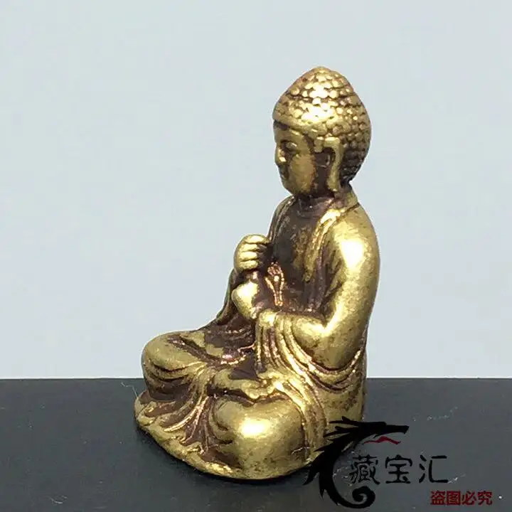 Old Bronze Solid Mini Sakyamuni Buddha Pendant Keychain Car Hanging Ornament