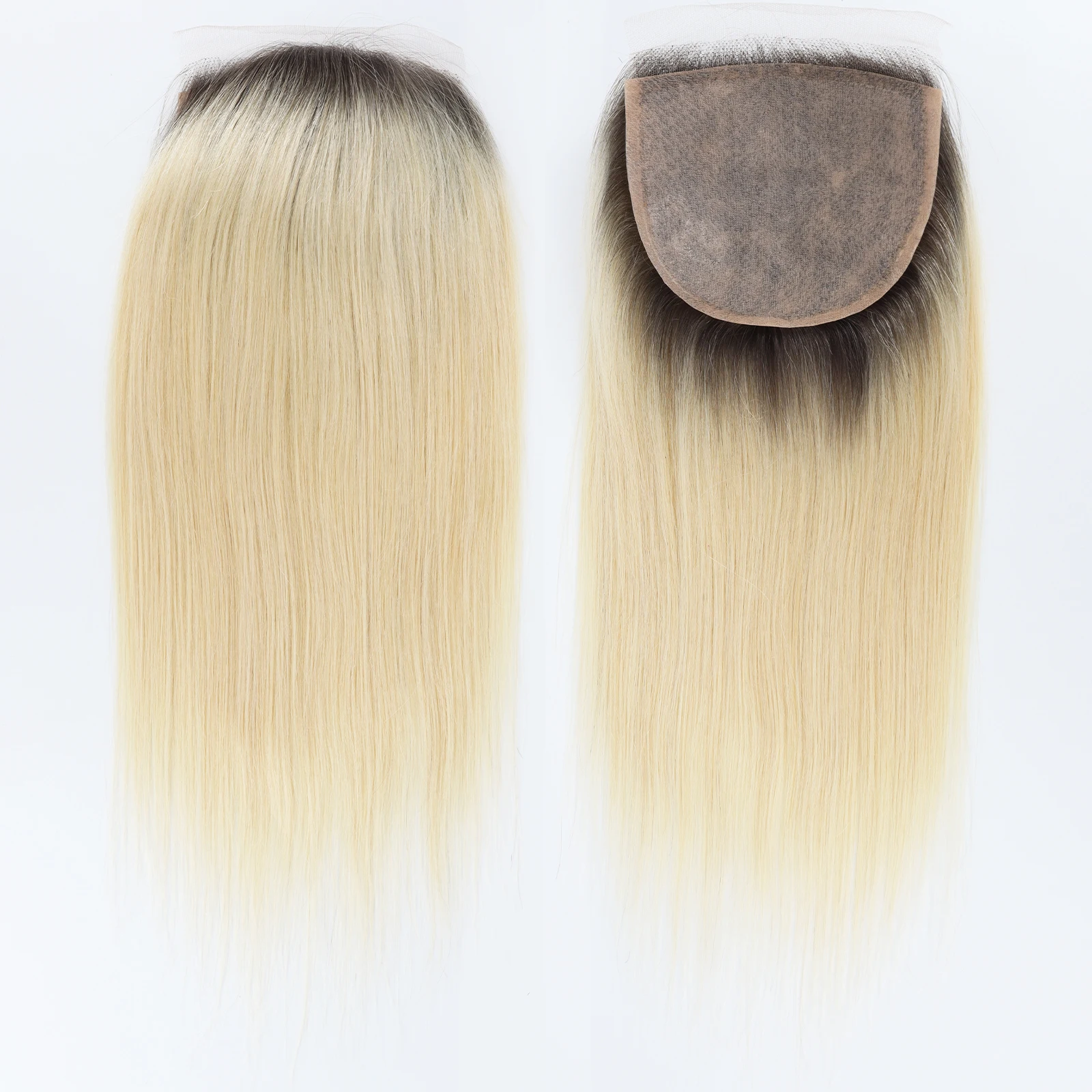 2/613 Ombre Light Blonde Topper with Lace Front Real Remy Human Hair Toupee 5x5inch Silk Base Hairpieces Natural Hairline