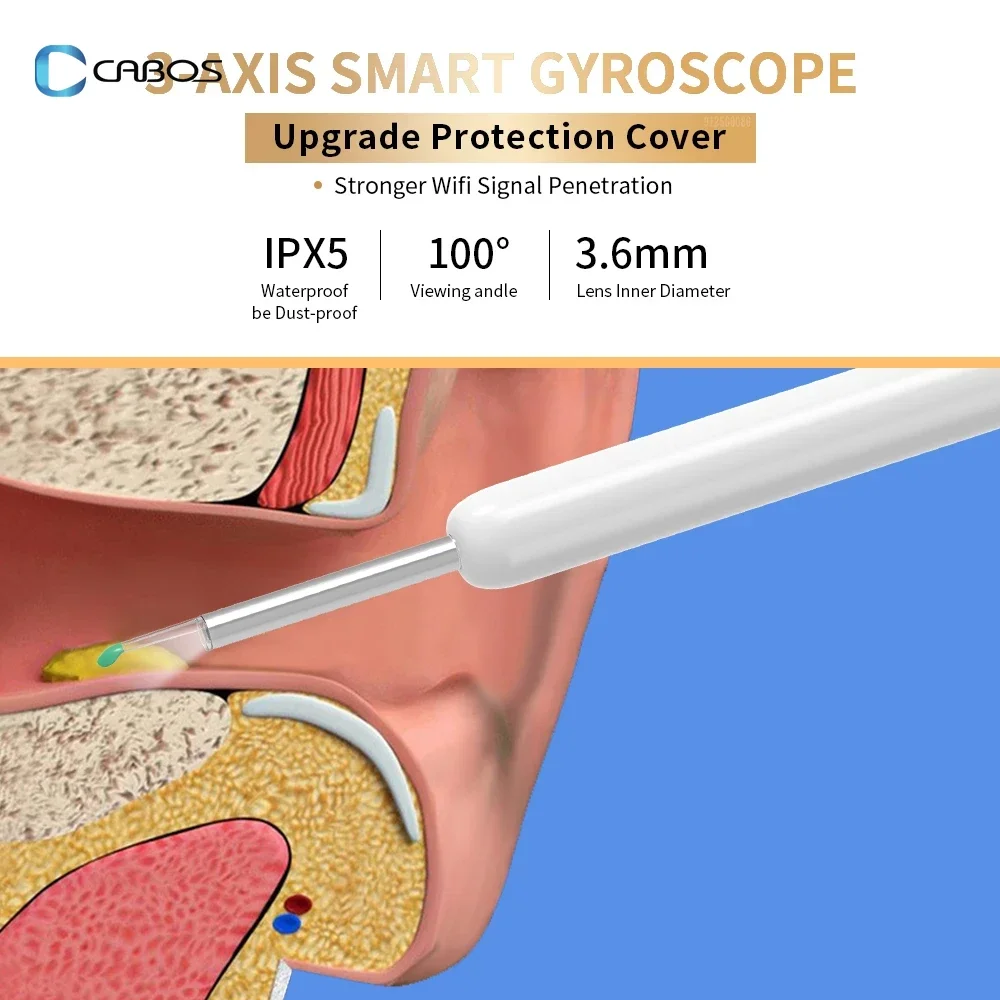 Sem fio inteligente Visual Ear Pick Cleaner, luminoso endoscópio, orelha portátil ferramenta de limpeza, HD otoscópio, 3,5mm