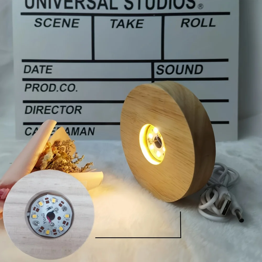 

Wood Desktop Decorative Lights Light Base Night Light Wooden Led Usb Display Light Display Stand Lamp Holder Lamp Art Ornament