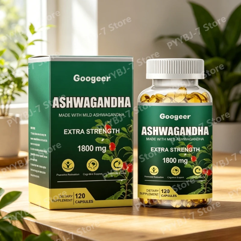 Ashwagandha Herbal Supplement 1800mg Equivalent  Extract Capsules Balance and Cognitive Support Daily Wellness Support 120 Count