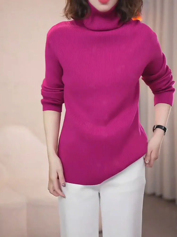 

Женский вязаный свитер с высоким воротником, свободного кроя, в корейском стиле, теплый, с длинными рукавами, топ-кардиган