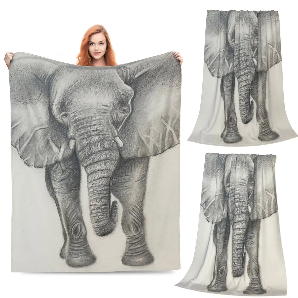 

Black And White Elephant Blanket Flannel Sofa Super Soft Throw Blankets for Couch Bedding Travel Throws Bedspread Quilt
