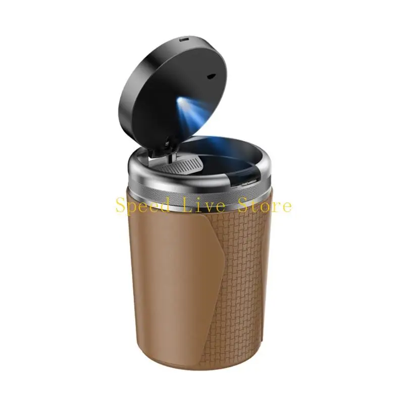547C Smokeless Cup Holder Ashtray with Lid Vehicle Ashtray With Automatic LED Light Activated By Opening The Lid