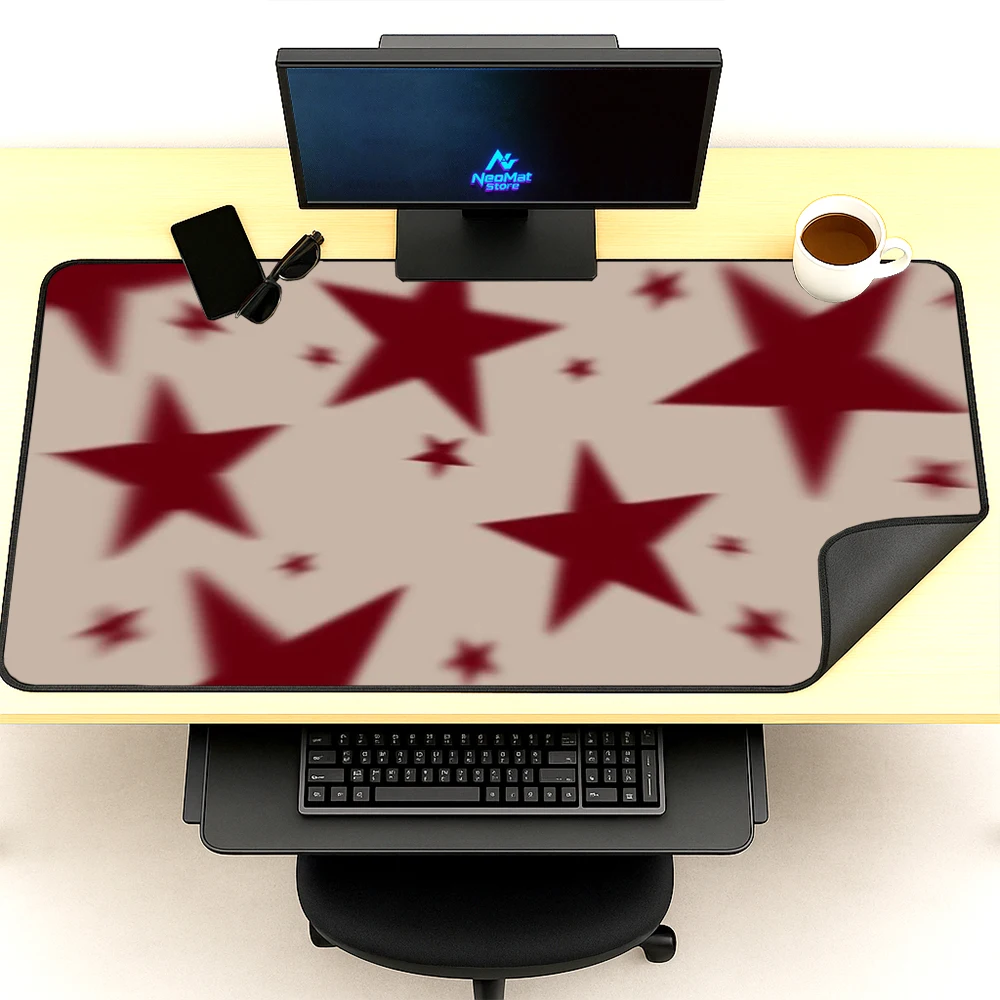 Desk Setup Red - Star Mouse Pad XXL Large Mousemat