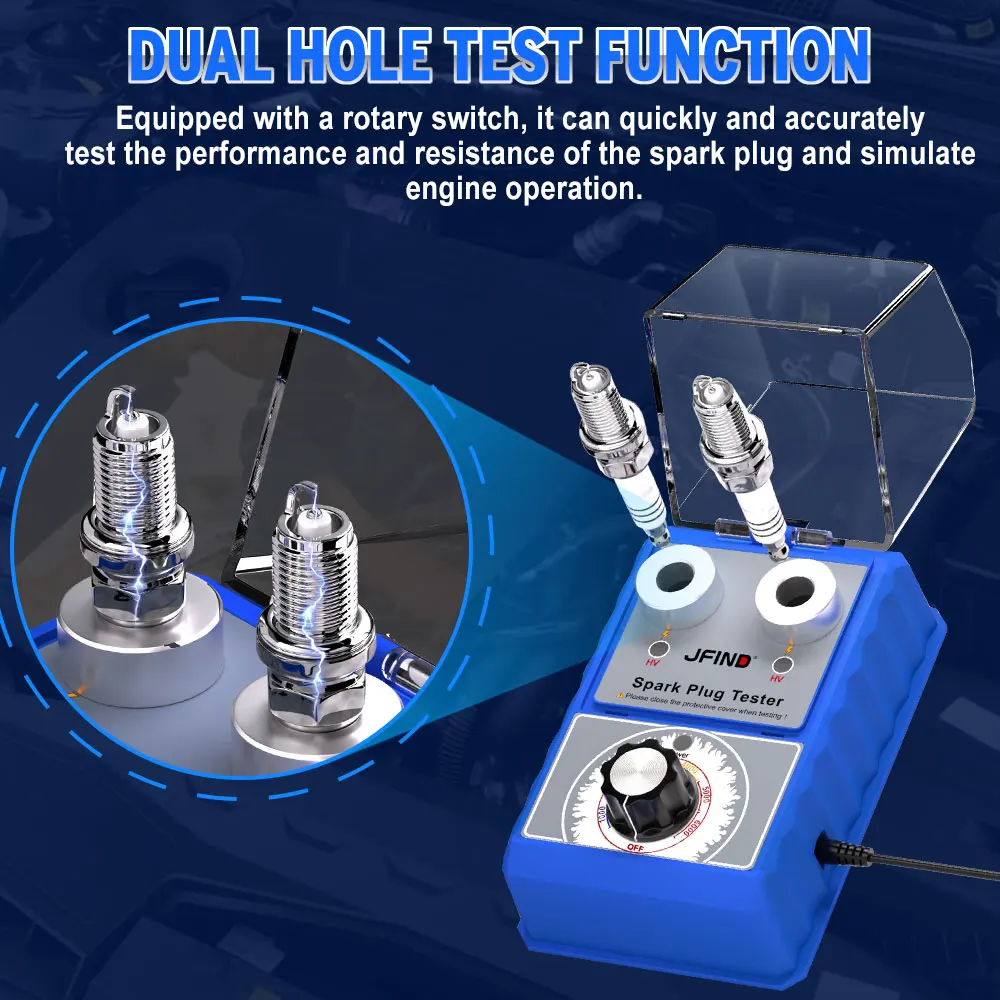 Car Spark Plug Tester 110V 220V Ignition System Tester Double Hole Spark Plug Analyzer 2A Power Supply Automoivo Scanner Tools