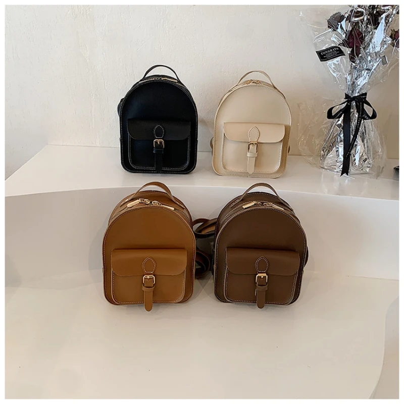 Sac à Dos en PU Vintage avec Nom Brodé pour Enfant Garçon et Fille, Mini Sacoche Personnalisée, Tendance, Solide, Nouvelle Collection