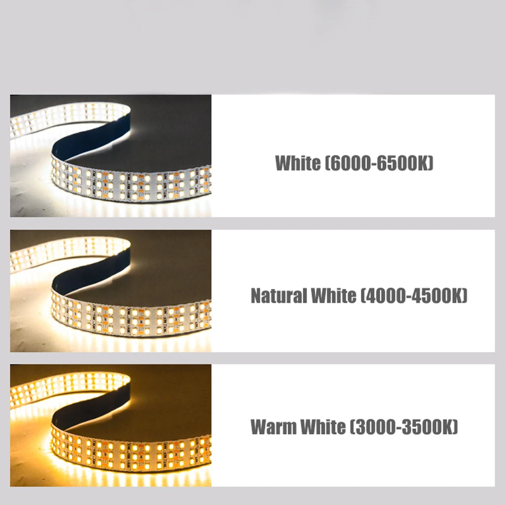 Three Rows LED Strip Light DC12V/24V 2835 SMD 360LEDs High Brightness LED Ribbon Project Lighting Strips 3000K/4000K/6000K