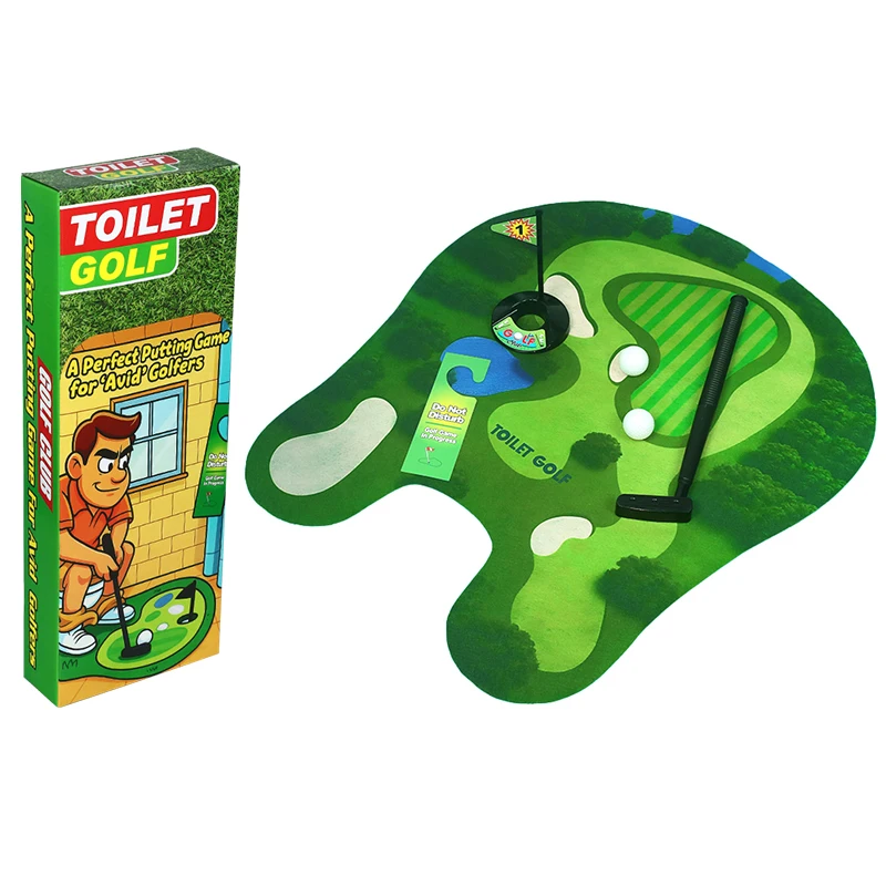 Inodoro Juego de golf Mini juego de golf Diseño verde y campo de golf Baño Divertido Inodoro portátil Golf Diseño juguetón Construcción duradera